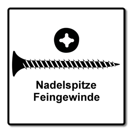SPAX GIX-A vis pour cloisons sèches 3,9 x 35 mm 5000 pièces (5x 1091170390356) filetage fin tête trompette à filetage complet fente cruciforme H2 pointe d'aiguille phosphatée