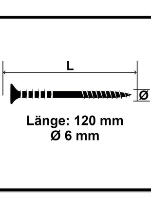 Tornillo de ajuste SPAX 6,0 x 120 mm 500 piezas (5x 161010601205) rosca de ajuste con ranuras de retención cabeza plana T-STAR Plus 4Cut WIROX