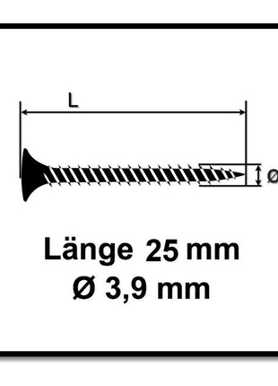 SPAX GIX-A 3,9 x 25 mm Vis pour cloisons sèches - 2000 pièces (2x 1091170390256)