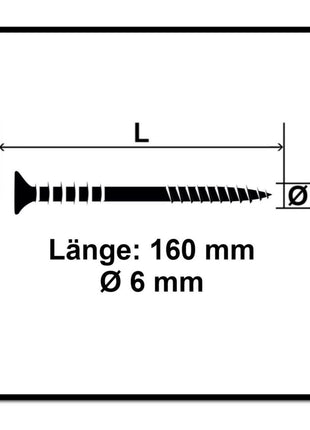 Tornillo de ajuste SPAX 6,0 x 160 mm 500 piezas (5x 161010601605) rosca de ajuste con ranuras de retención cabeza plana T-STAR Plus 4Cut WIROX