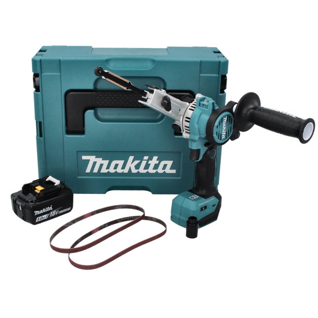 Makita DBS 180 T1J lime à bande sans fil 18 V 9 x 533 mm Brushless + 1x batterie 5,0 Ah + Makpac - sans chargeur