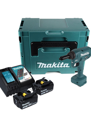 Makita DRV 250 RFJ remachadora a batería 18 V 20 kN sin escobillas + 2x batería 3,0 Ah + cargador + Makpac