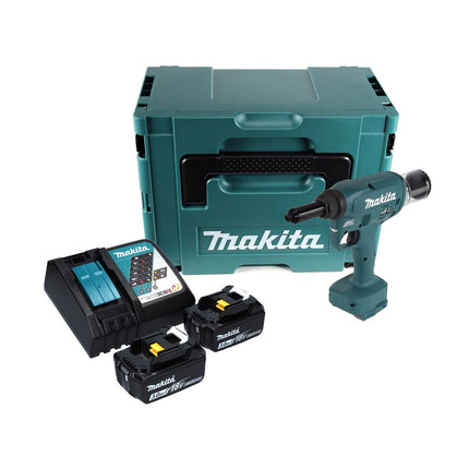 Makita DRV 250 RFJ Outil de pose de rivets aveugles sans fil 18 V 20 kN brushless + 2x Batteries 3.0 Ah + Chargeur + Makpac