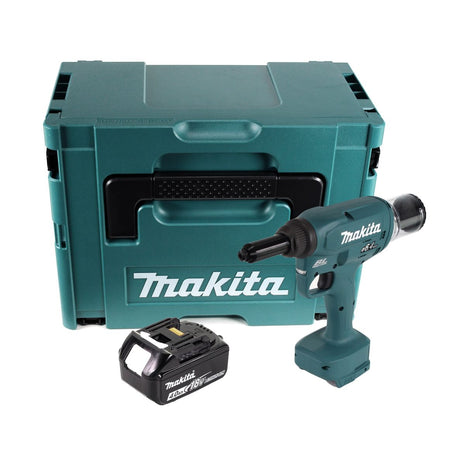 Makita DRV 250 M1J outil de pose de rivets aveugles sans fil 18 V 20 kN brushless + 1x Batterie 4.0 Ah + Makpac - sans chargeur