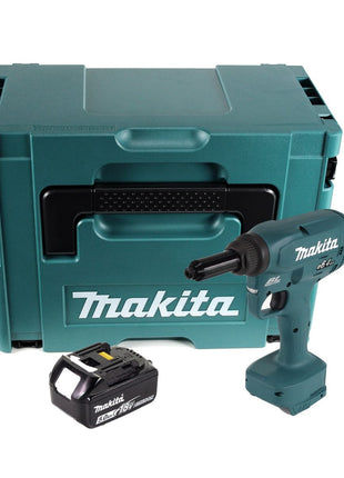 Makita DRV 250 T1J remachadora a batería 18 V 20 kN sin escobillas + 1x batería 5,0 Ah + Makpac - sin cargador