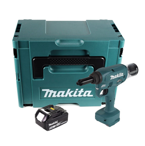 Makita DRV 250 T1J Outil de pose de rivets aveugles sans fil 18 V 20 kN brushless + 1x Batterie 5,0 Ah + Makpac - sans chargeur