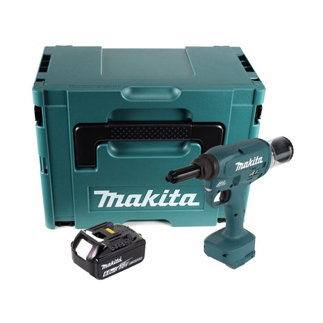 Makita DRV 250 G1J Outil de pose de rivets aveugles sans fil 18 V 20 kN brushless + 1x Batterie 6,0 Ah + Makpac - sans chargeur