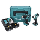 Makita DLX 2221 JX2 combo kit 18 V avec DHP 483 40 Nm + DTD 155 140 Nm sans balais + 2x batterie 3,0 Ah + chargeur + Makpac