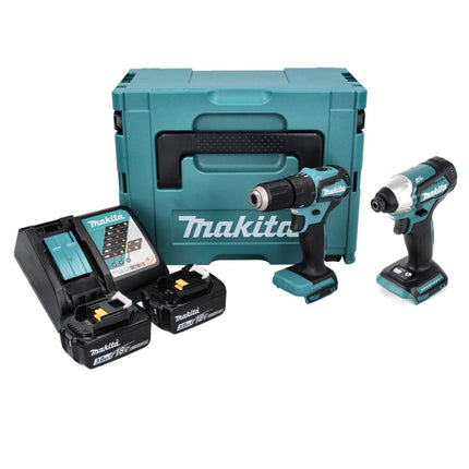 Makita DLX 2221 JX2 combo kit 18 V avec DHP 483 40 Nm + DTD 155 140 Nm sans balais + 2x batterie 3,0 Ah + chargeur + Makpac