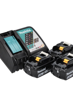 Makita DLX 2334 J Kit Kombo sans fil 18 V : 1x DHP 485 50 Nm sans balai + 1x DGA 504 125 mm sans balai + 3x Batteries 3,0 Ah + Chargeur + Coffret Makpac