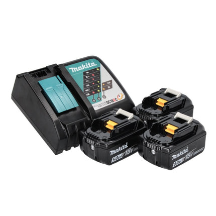 Makita DLX 2334 J Kit Kombo sans fil 18 V : 1x DHP 485 50 Nm sans balai + 1x DGA 504 125 mm sans balai + 3x Batteries 3,0 Ah + Chargeur + Coffret Makpac