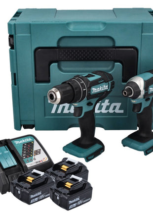 Makita DLX 2131 JX1 kit combinado de batería 18 V con DHP 482 62 Nm + DTD 152 165 Nm + 3x batería 3.0 Ah + cargador + Makpac