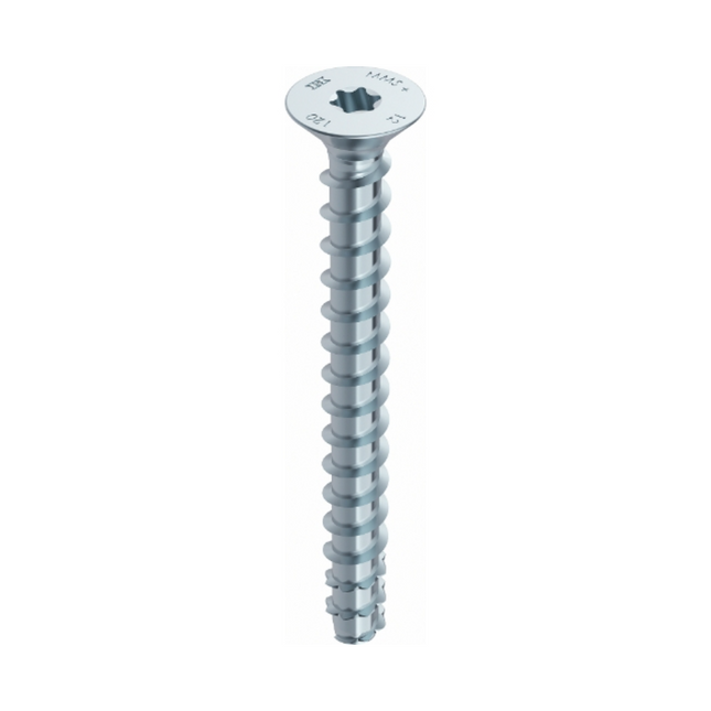 HECO MULTI MONTI plus F Vis d'ancrage 6,0x80mm, Vis à béton, Tête fraisée, T-Drive, Zinguée bleue, A2K, 50 pcs. (48501)