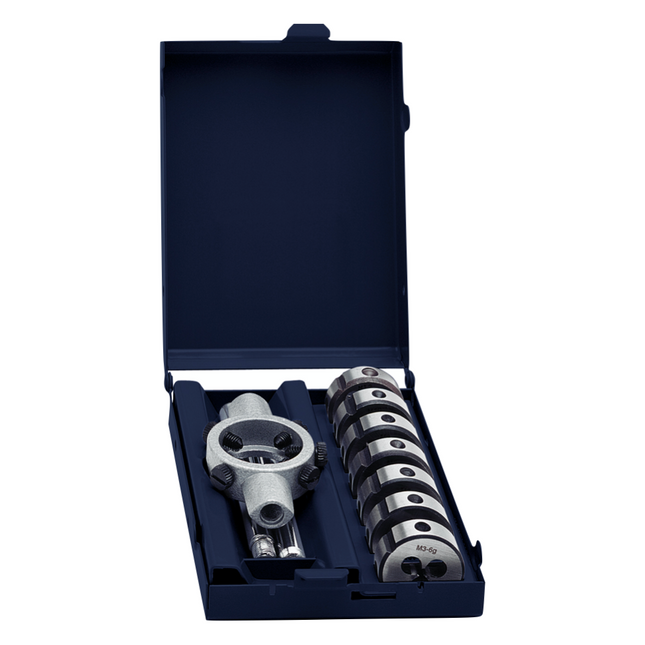 Exact SE Set de filières HSS M3 - M12 25 mm, Acier HSS, 8 pcs. (70418)