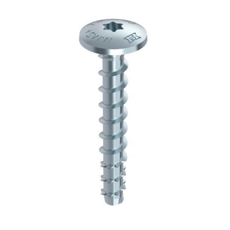 HECO MULTI MONTI plus MS anclaje de tornillo 7,5 x 50 mm 200 piezas (2x 49856) tornillo para hormigón cabeza redonda plana T-Drive galvanizado azul A2K