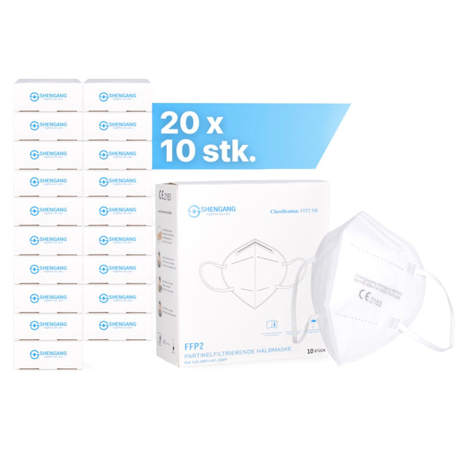 Masque Shengang 200x FFP2 certifié CE protection respiratoire buccale et nasale conforme à la pharmacie 5 couches ISO9001:2015 / EN149 2001 A1:2009
