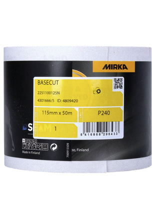 Mirka BASECUT Rouleau de papier abrasif 115 mm x 50 m, P240, Papier abrasif universel ( 2251100125N )