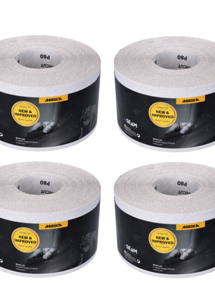 Mirka BASECUT Rouleaux de papier abrasif 115 mm x 50 m, P80, 4 pcs. Papier abrasif universel ( 4x 2251100180N )