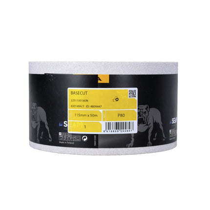 Mirka BASECUT Rouleaux de papier abrasif 115 mm x 50 m, P80, 4 pcs. Papier abrasif universel ( 4x 2251100180N )