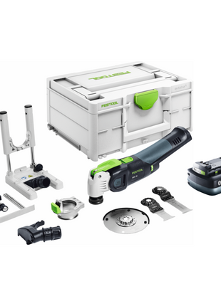 Festool VECTURO OSC 18 E-Basic Set Akku Oszillierer 18 V Starlock Max Brushless + 1x Akku 4,0 Ah + 7 tlg. Zubehör Set + Systainer - ohne Ladegerät - Toolbrothers