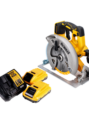 Sierra circular a batería DeWalt DCS 570 L2 18 V 184 mm sin escobillas + 2 baterías 3,0 Ah + cargador