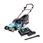Makita DLM 382 PT2 Tondeuse à gazon sans fil 36 V ( 2x 18 V ) 38 cm 40 l + 2x batterie 5,0 Ah + double chargeur + lame de coupe