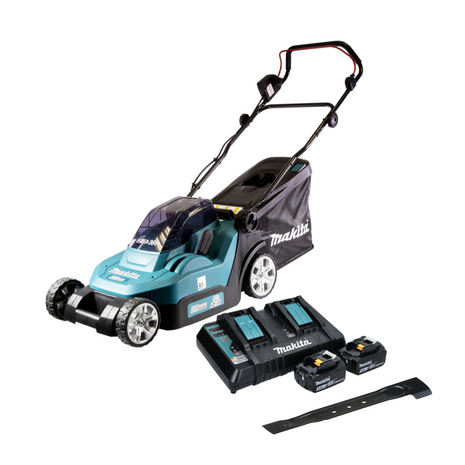 Cortacésped a batería Makita DLM 382 PT2 36 V (2x 18 V) 38 cm 40 l + 2x batería 5,0 Ah + cargador doble + hoja de hoz