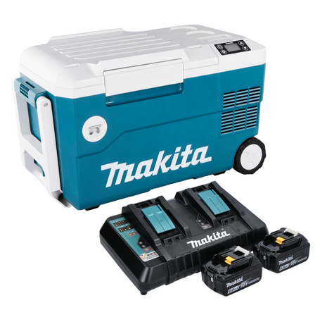 Makita DCW 180 PG Glacière et réchaud à compresseur sans fil 36 V ( 2x 18 V ) 20 L + 2x batterie 6,0 Ah + double chargeur