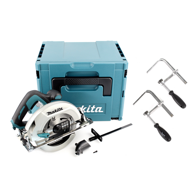 Makita HS 7601 J 190 mm Scie circulaire 1200 W + Lame de scie + 2x Pinces à vis + Makpac