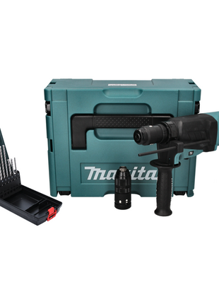 Makita HR 2630 TJ Kombihammer 800 W 2,4 J SDS Plus + 7 tlg. Bohrer Set + Schnellspannfutter + Makpac