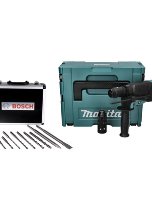 Makita HR 2630 TJ Kombihammer 800 W 2,4 J SDS Plus + 11 tlg. Bohrer Meißel Set + Schnellspannfutter + Makpac - Toolbrothers