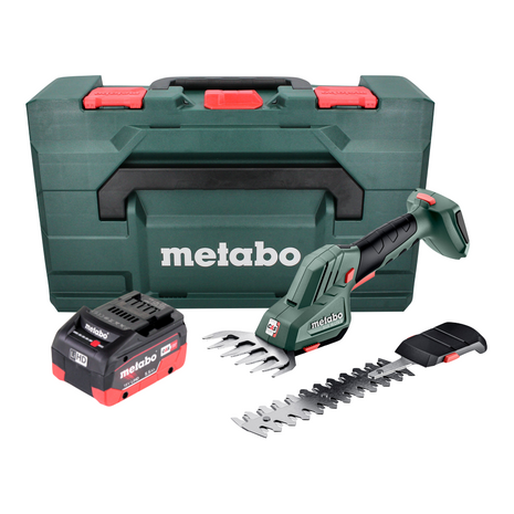 Metabo SGS 18 LTX Q cortacésped y cortasetos a batería 18 V + 1x batería 5,5 Ah + metaBOX - sin cargador