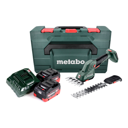 Cisaille à gazon et arbustes à batterie Metabo SGS 18 LTX Q 18 V + 2x batteries 5,5 Ah + chargeur + métaBOX