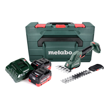 Cisaille à gazon et arbustes à batterie Metabo SGS 18 LTX Q 18 V + 2x batteries 5,5 Ah + chargeur + métaBOX