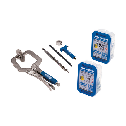 KREG Pocket Hole Jig 520 PRO Gabarit de perçage  + Gabarit de perçage micro + Foret étagé + Embout + Vis + Serre-joint