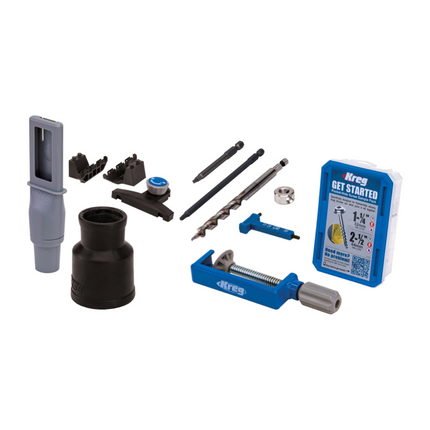 KREG Pocket Hole Jig 720 PRO Gabarit de perçage + Station de base + Gabarit de perçage micro + Foret étagé + Embout + Vis