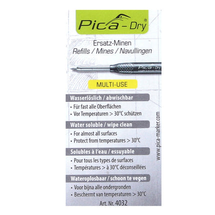 Pica DRY Mines de rechange, solubles dans l'eau, jaunes - 10 pièces (4032)