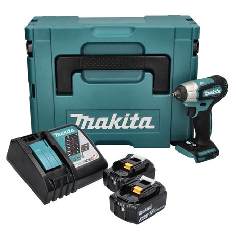 Makita DTW 180 RFJ Atornillador de impacto inalámbrico 18 V 180 Nm 3/8" sin escobillas + 2x batería 3,0 Ah + cargador + Makpac