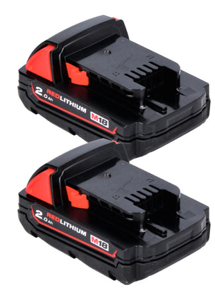 Milwaukee M18 B2 Batteries 18 V - 2x pièces 2,0 Ah (2x 4932430062) + Chargeur M12-18C 12-18 V (4932352959)