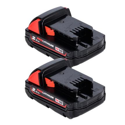 Milwaukee M18 B2 Batteries 18 V - 2x pièces 2,0 Ah (2x 4932430062) + Chargeur M12-18C 12-18 V (4932352959)