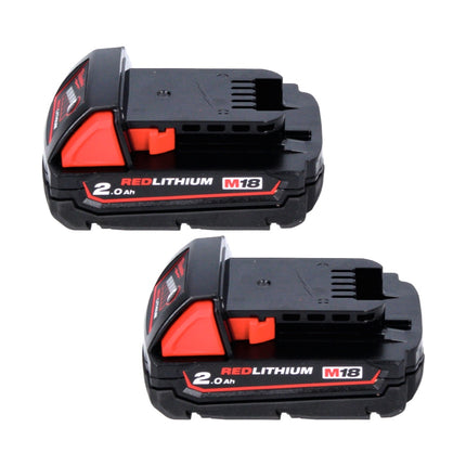 Milwaukee M18 B2 Batteries 18 V - 2x pièces 2,0 Ah (2x 4932430062) + Chargeur M12-18C 12-18 V (4932352959)
