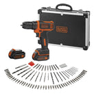 BLACK & DECKER BDCDD12BAFC-QW Perceuse-visseuse sans fil + 2x Batteries 1,5 Ah+ Chargeur + Set d'accessoires-100 pcs. + Coffret