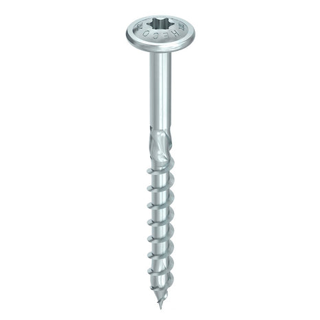 HECO TOPIX plus tornillos profesionales para construcción en madera 8,0 x 200 mm 200 piezas (4x 61319) tornillo para madera de rosca parcial, cabeza con arandela, accionamiento en T, galvanizado azul, A3K