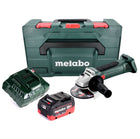 Meuleuse d'angle sur batterie Metabo W 18 LTX 125 18 V 125 mm + 1x batterie 8,0 Ah + chargeur + métaBOX