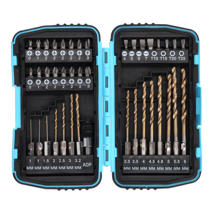 Makita DHP 458 RF1 Perceuse-visseuse à percussion sans fil 18 V 91 Nm + 1x Batterie 3,0 Ah + Chargeur + Jeu d'embouts - 40 pièces