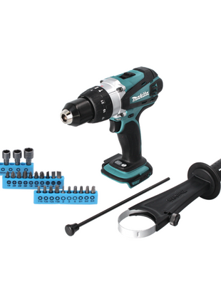 Makita DHP 458 Z Akku Schlagbohrschrauber 18 V 91 Nm + 26 tlg. Bit Set - ohne Akku, ohne Ladegerät