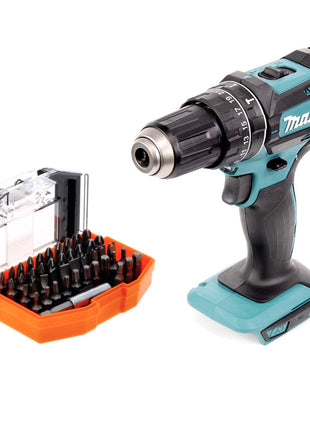 Makita DHP 482 Z Perceuse-visseuse à percussion sans fil 18 V 62 Nm + Jeu d'embouts de 44 pièces - sans batterie, sans chargeur