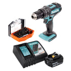 Makita DHP 482 Perceuse-visseuse à percussion sans fil RF1 18 V 62 Nm + 1x Batterie 3,0 Ah + Chargeur + Jeu d'embouts - 44 pièces