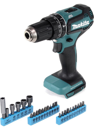 Makita DHP 485 Z Perceuse-visseuse à percussion sans fil 18 V 50 Nm Brushless + Jeu de 26 douilles à embouts - sans batterie, sans chargeur