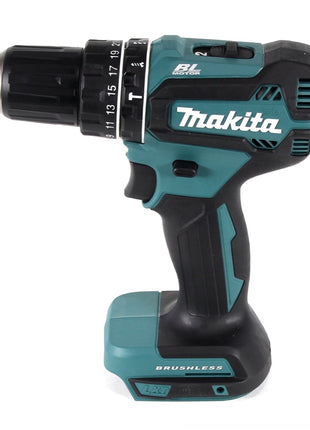 Taladro percutor inalámbrico Makita DHP 485 Z 18 V 50 Nm sin escobillas + juego de puntas de 100 piezas - sin batería, sin cargador